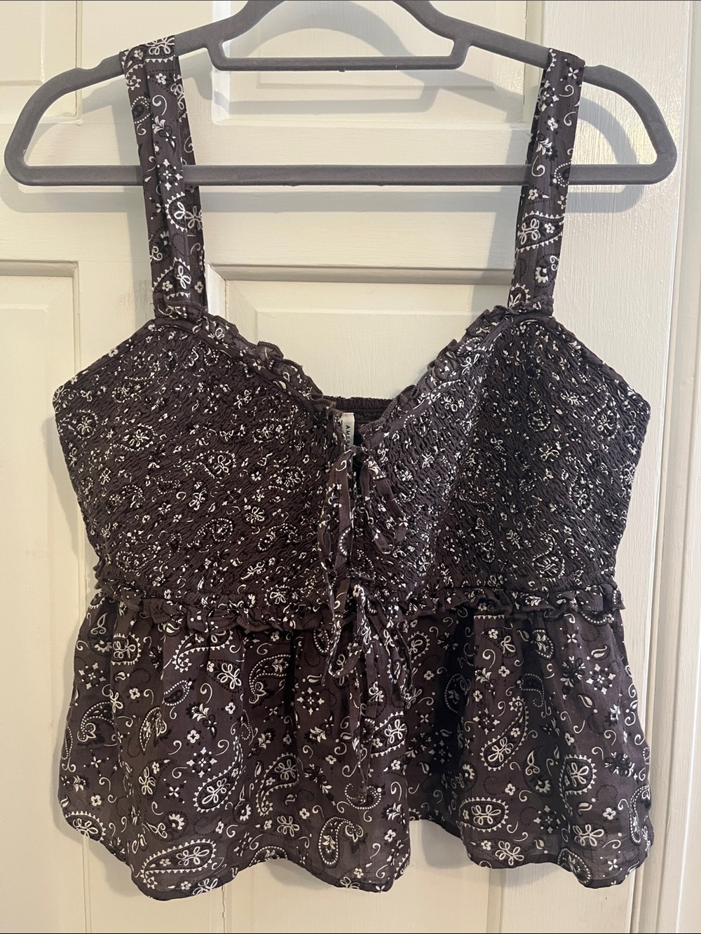 NWT American Eagle Mixed Floral Bandana Print Peplum Cami Tank Top Size Large